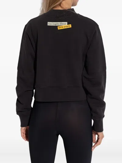 Palm Angels Text Printed Crewneck Sweatshirt In Black