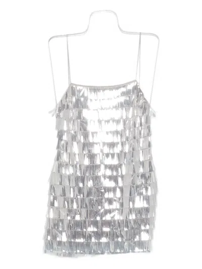 Retroféte Amalie Paillette-embellished Tulle Mini Dress In Silver