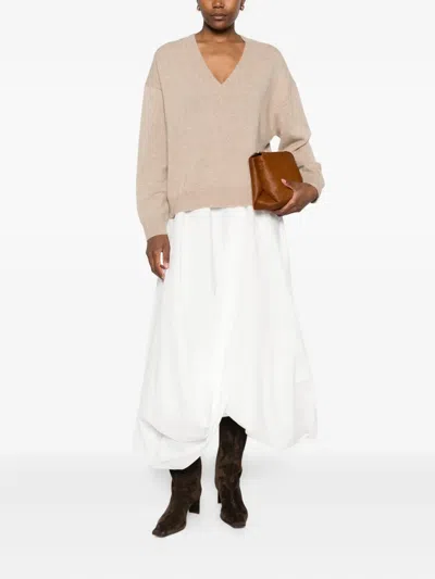 Anine Bing V-neck Cashmere Jumper In Neutral