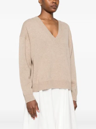Anine Bing V-neck Cashmere Jumper In Neutral