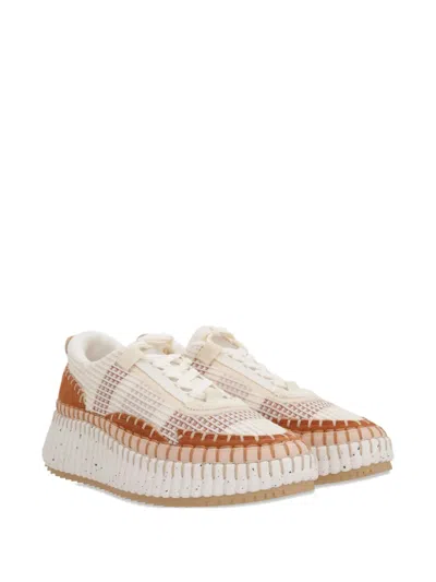 Chloé Nama Textured-sole Lace-up Sneakers In Black