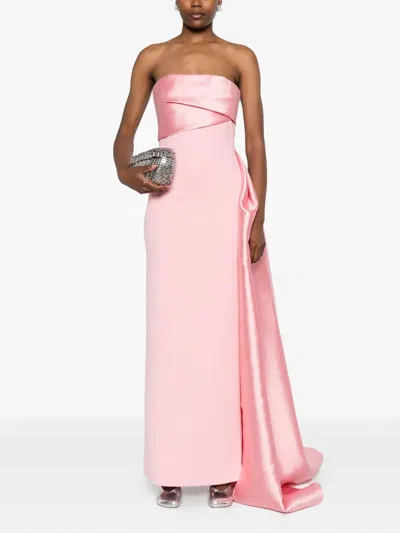 Solace London Kinsley Draped-satin Gown In Pink