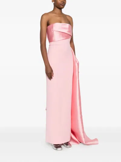 Solace London Kinsley Draped-satin Gown In Pink