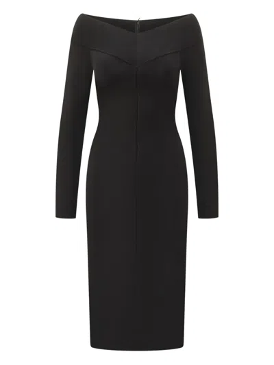 Stella Mccartney Fitted Off-the-shoulder Midi Dress In Black