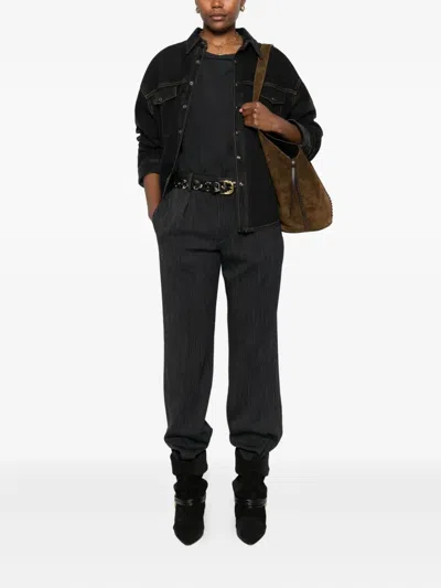 Isabel Marant Pinstripe Pleated Trousers In Black