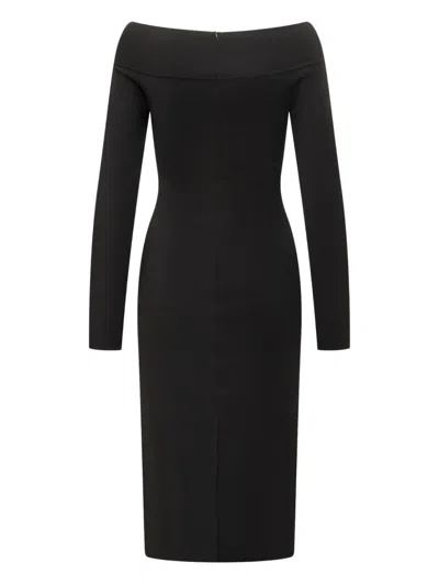Stella Mccartney Fitted Off-the-shoulder Midi Dress In Black
