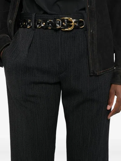 Isabel Marant Pinstripe Pleated Trousers In Black
