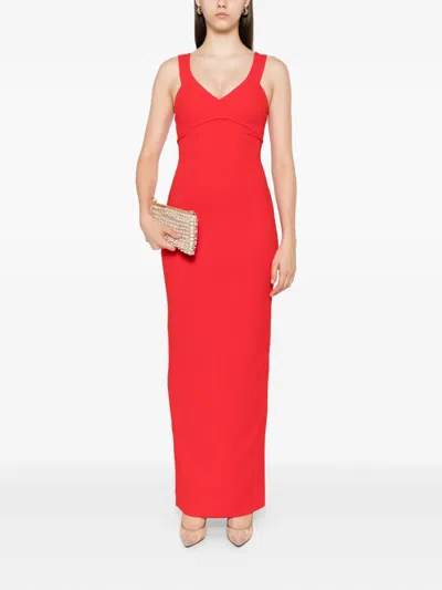 Solace London Nalani V-neck Maxi Dress In Red