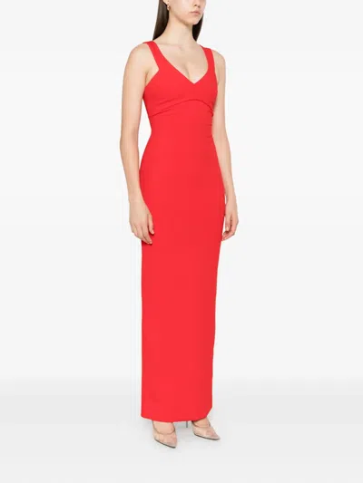 Solace London Nalani V-neck Maxi Dress In Red