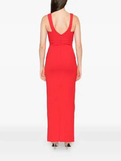 Solace London Nalani V-neck Maxi Dress In Red