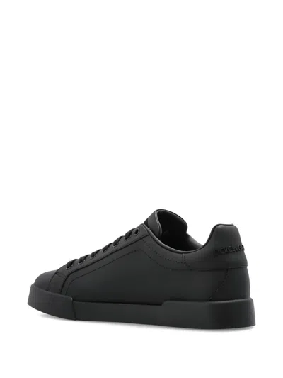 Dolce & Gabbana Leather Low-top Sneakers In Black