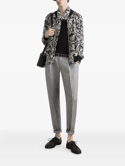 Dolce & Gabbana Silk Bomber Jacket In Black