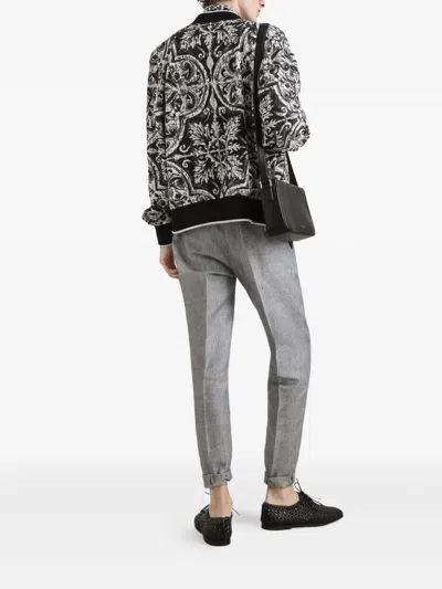 Dolce & Gabbana Silk Bomber Jacket In Black