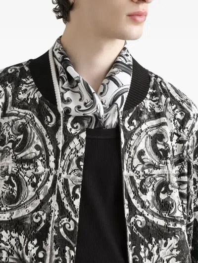 Dolce & Gabbana Silk Bomber Jacket In Black