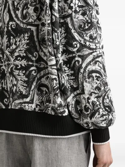 Dolce & Gabbana Silk Bomber Jacket In Black