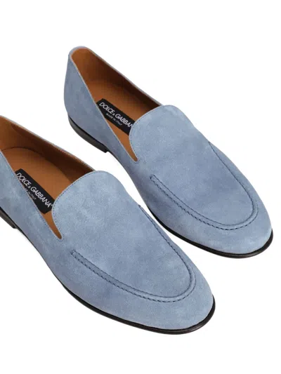 Dolce & Gabbana Suede Slip-on Loafers In Blue