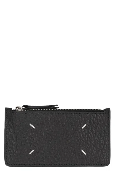 Maison Margiela Leather Zipped Cardholder In Black