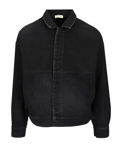 Fear Of God Long Sleeved Denim Trucker Jacket In Black