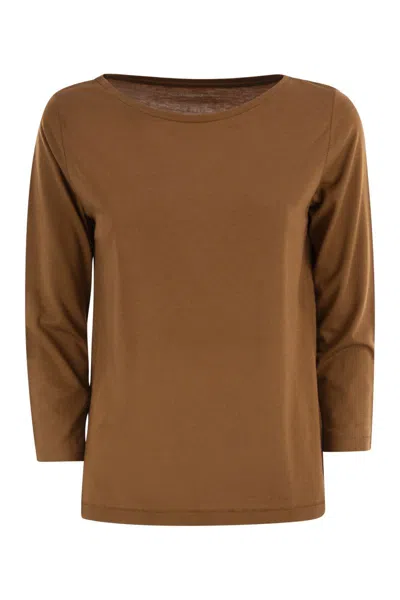 Majestic Filatures T-shirt With 3/4 Sleeves In Brown