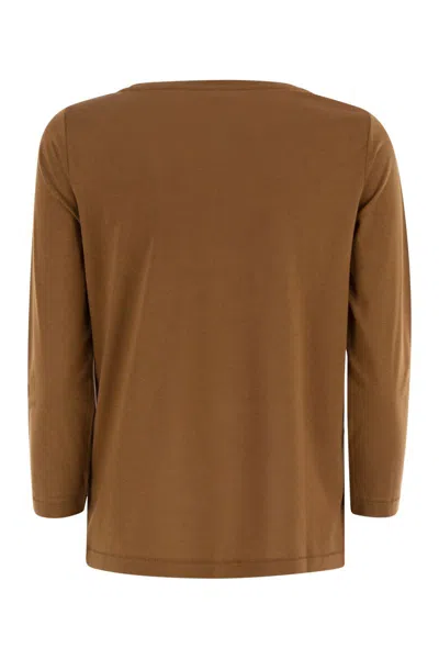 Majestic Filatures T-shirt With 3/4 Sleeves In Brown