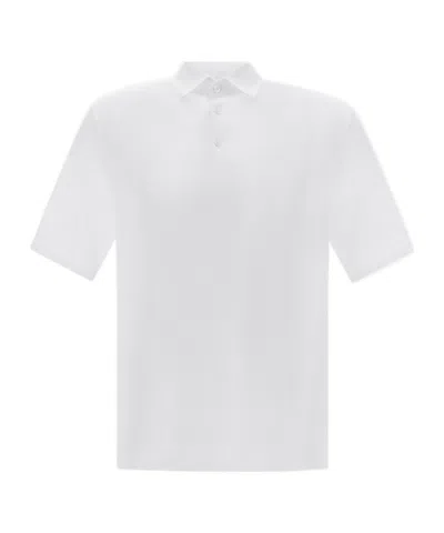 Herno White Knit Effect Jersey Polo Shirt