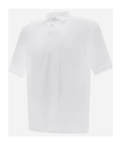 Herno White Knit Effect Jersey Polo Shirt