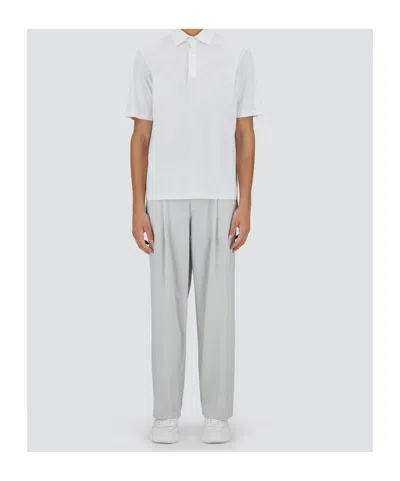 Herno White Knit Effect Jersey Polo Shirt