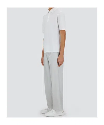 Herno White Knit Effect Jersey Polo Shirt