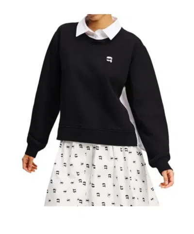 Karl Lagerfeld Ikon Two-tone Sweatshirt In Black