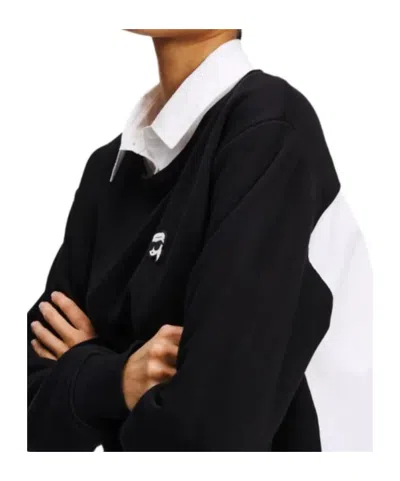 Karl Lagerfeld Ikon Two-tone Sweatshirt In Black