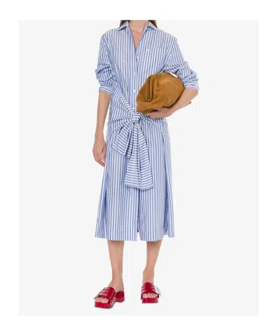 Philosophy Di Lorenzo Serafini Shirt-style Striped Cotton Blend Chemisier Dress