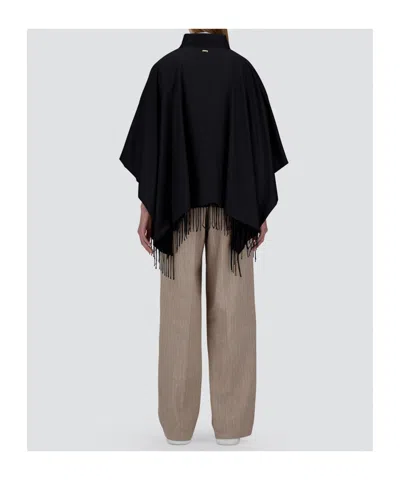 Herno Snap Tassel Cape In Black