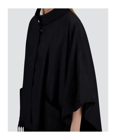 Herno Snap Tassel Cape In Black