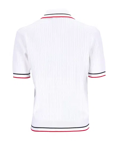 Sporty And Rich Womens White Dark Navy Ruby Serif Logo Mini Cable-knit Polo Shirt In Multi