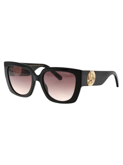 Marc Jacobs Black Acetate Sunglasses In Neutral