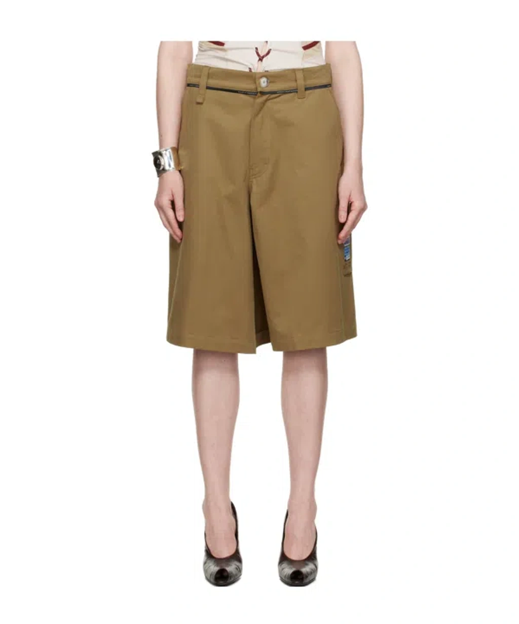 Martine Rose Khaki Twisted Skate Shorts In Brown | ModeSens