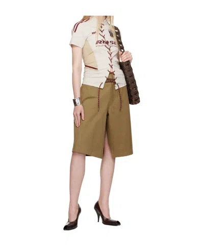 Martine Rose Khaki Twisted Skate Shorts In Brown