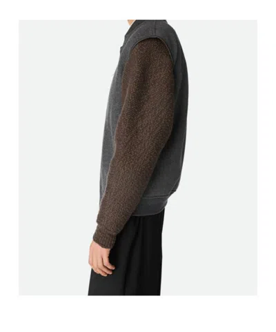 Bottega Veneta Wool Vest With Ribbed Collar And Hem In Gray