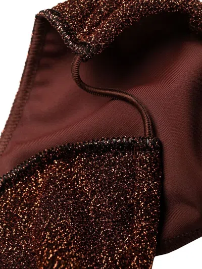 Oseree Tie Detail Two Piece Bikini In Brown