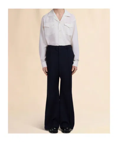 Marni Stitched Crease Flared Trousers In Black
