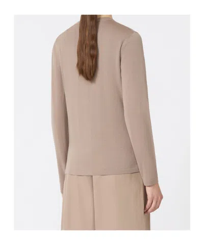 Max Mara Wool Yarn Cardigan In Brown