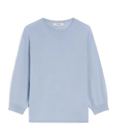 Max Mara Relaxed-fit Wool Yarn Sweater In Blue