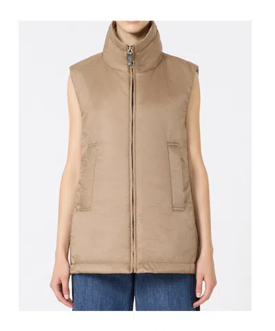 Max Mara Water-repellent Padded Gilet In Neutral