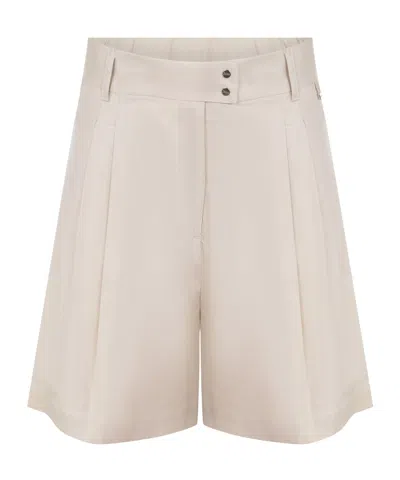 Herno Pleated High-waist Shorts In Brown