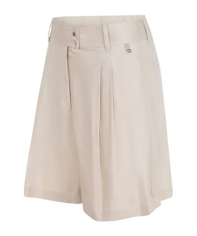 Herno Pleated High-waist Shorts In Brown