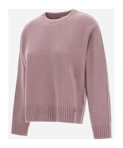 Herno Crew Neck Long Sleeve Sweater In Pink