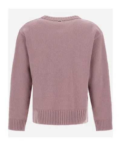 Herno Crew Neck Long Sleeve Sweater In Pink