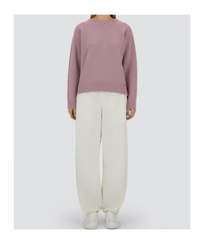 Herno Crew Neck Long Sleeve Sweater In Pink