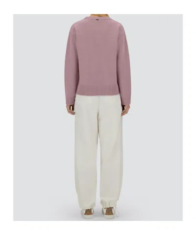 Herno Crew Neck Long Sleeve Sweater In Pink