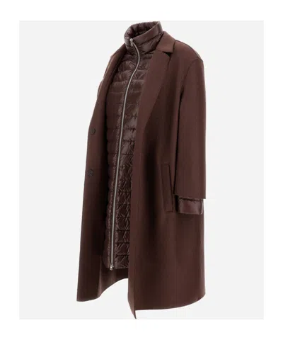Herno Double-layered Coat In Brown